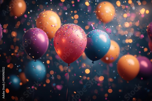 festive party background filled with colorful lights confetti and balloons exuding a joyful and celebratory atmosphere perfect for any occasion