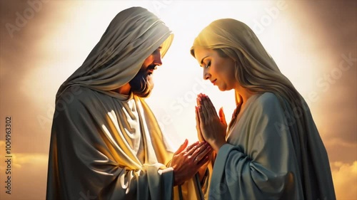 Jesus Christ comforting a woman Generative AI
