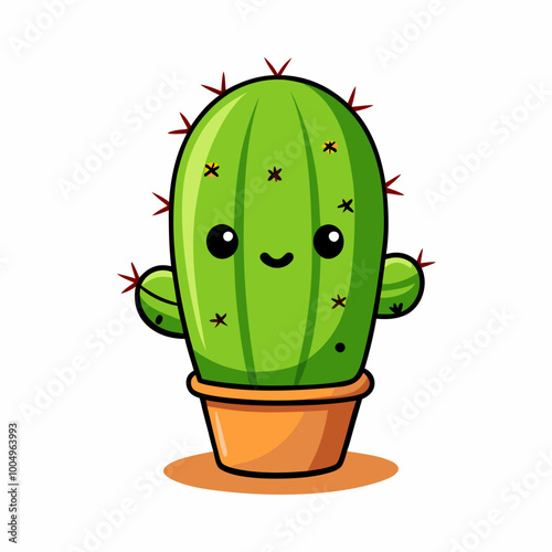 Wallpaper Mural A funny cartoon cactus sits in a flower pot. stock illustration Torontodigital.ca