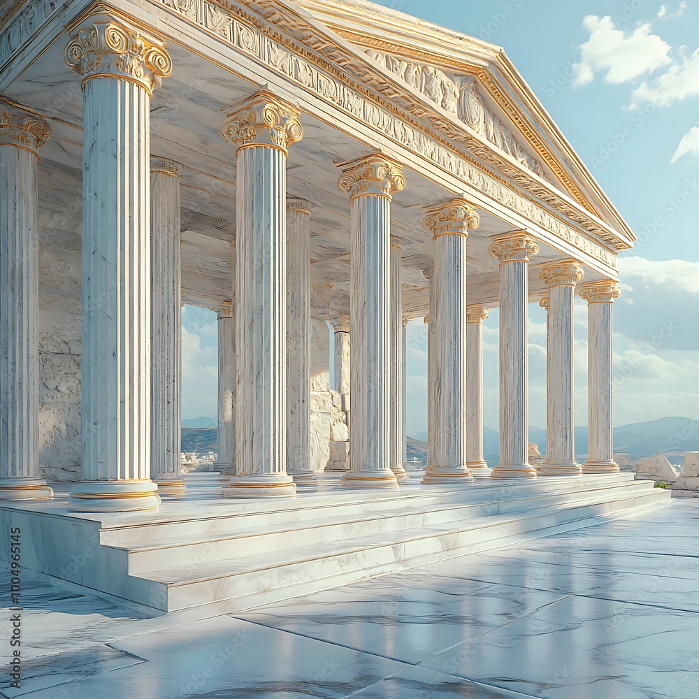 Fototapeta premium Classical elements ancient Greek architecture with preserved historical structures picture