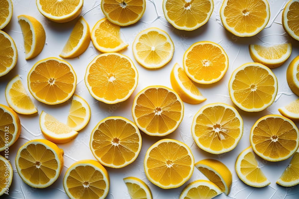 Lemon Wedges Beautifully Displayed on a Clean White Background Lemon Wedges Beautifully Displayed on a Clean White Background
