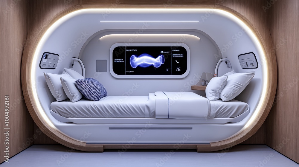 Fototapeta premium Futuristic Sleep Pod: Relax and Recharge in Style 