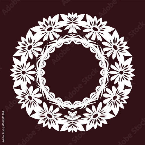 Floral wreath vector art illustration with flowers