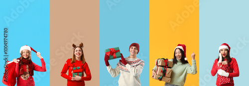 Set of people in Christmas ...