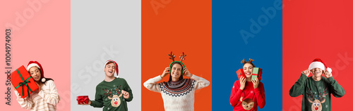 Set of people in Christmas ...