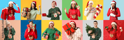 Set of people in Christmas ...