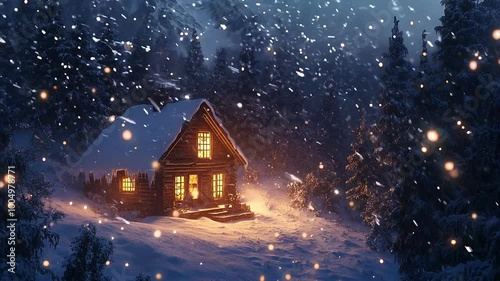 Wallpaper Mural Seamless Looping Winter Cabin Background with Snowfall ? Adobe Stock Torontodigital.ca
