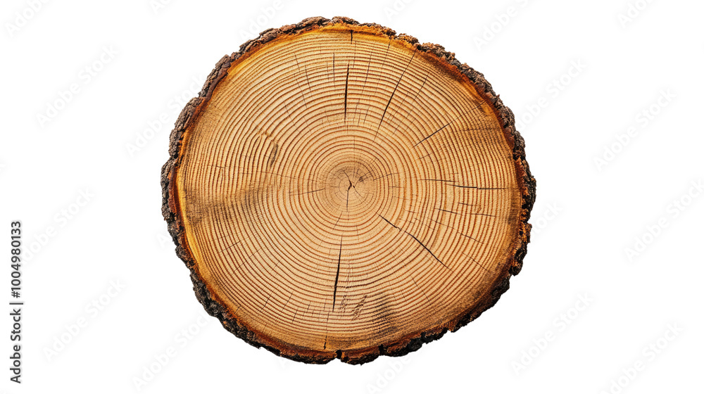 Fototapeta premium tree rings in a cut log on a transparent background
