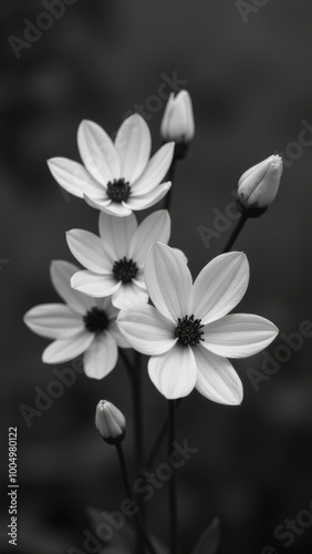 Black and White Macro Photography of Cosmos bipinnatus