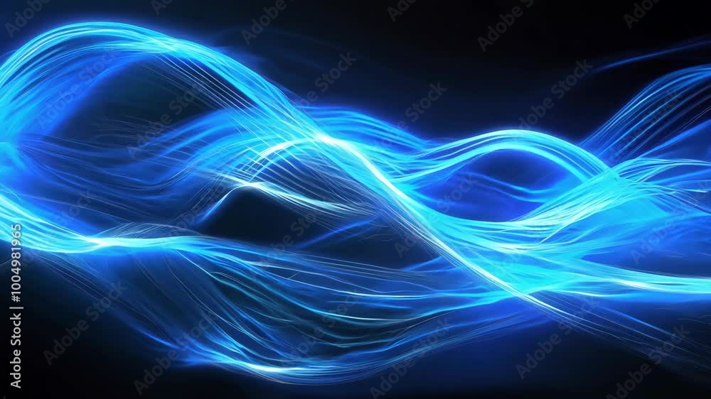 Abstract blue light trail wave shiny line on dark background video Abstract blue light trail wave shiny line on dark background video