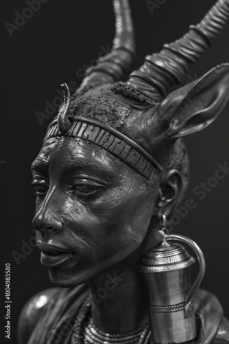  Anuket the goddess of the Nile and fertility portrayed with a gazelle head and a water jug symbolizing abundance and nourishment photo