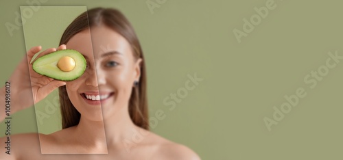 Beautiful woman holding avo...
