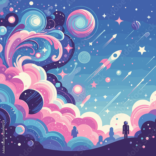 Fototapeta Naklejka Na Ścianę i Meble -  Univers Flat Vector Illustration Design