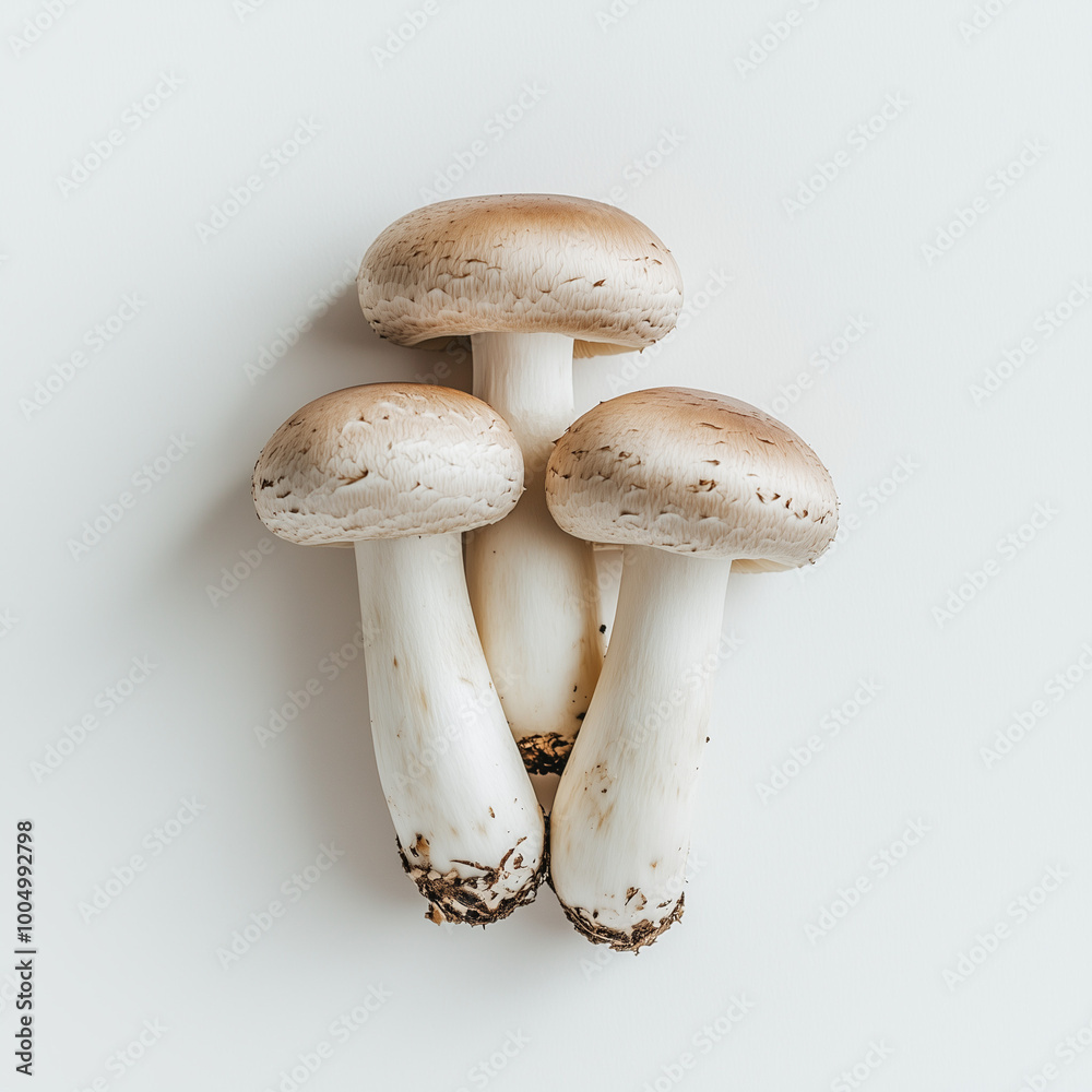 fresh white mushrooms on white background fresh white mushrooms on white background