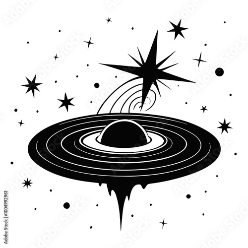  black hole pulling in nearby stars and light 