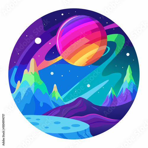 colorful aurora lights over a distant planet 