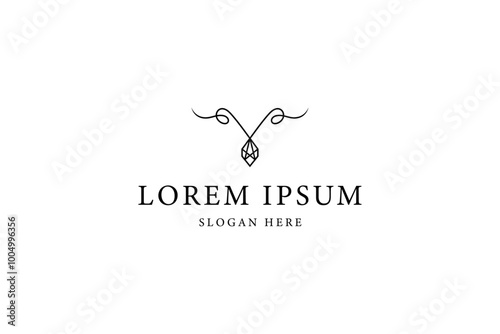 diamond necklace logo with in flat design style