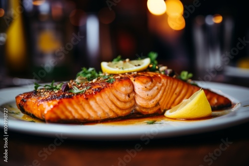 Wallpaper Mural Close up of a cooked salmon in a restaurant Torontodigital.ca