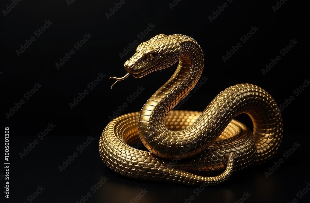 Golden Snake on a black Background, symbol of new year 2025 Golden Snake on a black Background, symbol of new year 2025