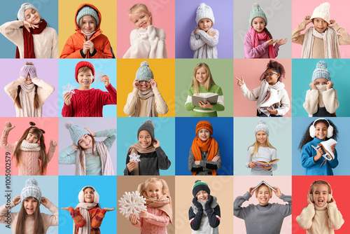 Collage of emotional little...