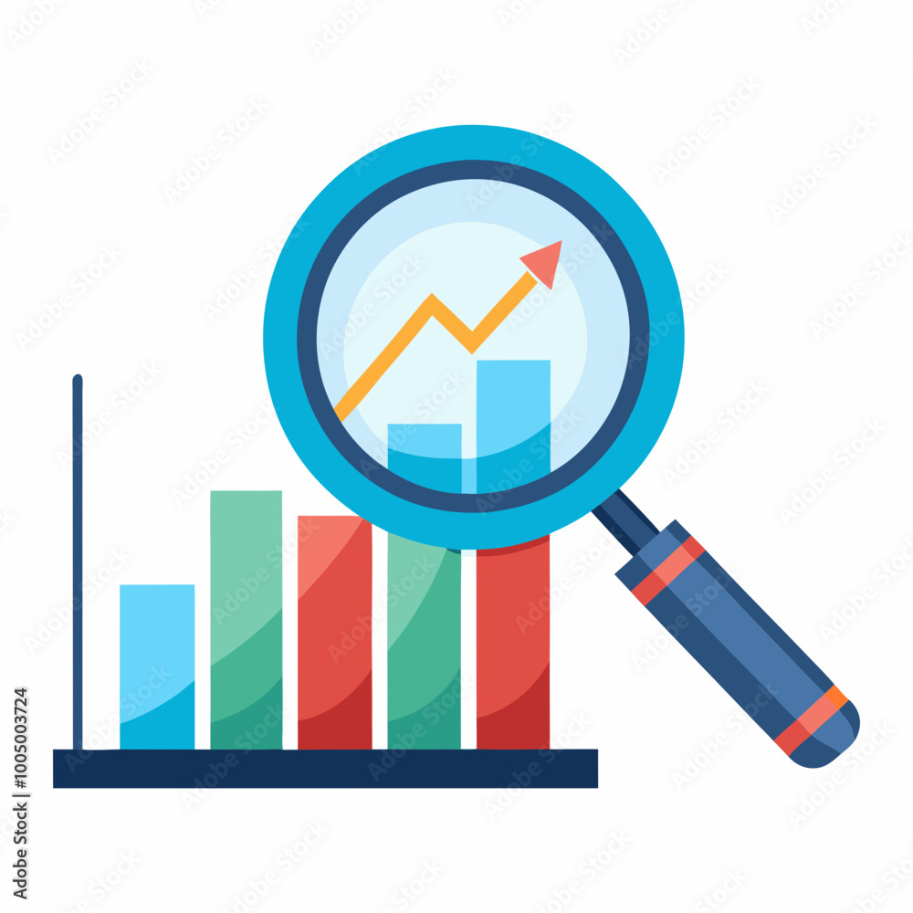 magnifying glass over a graph magnifying glass over a graph