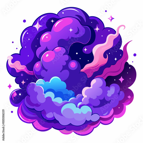 nebula with vibrant purple and blue clouds 