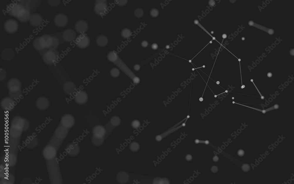 Abstract background. Molecules technology with polygonal shapes, connecting dots and lines. Connection structure. Big data visualization.