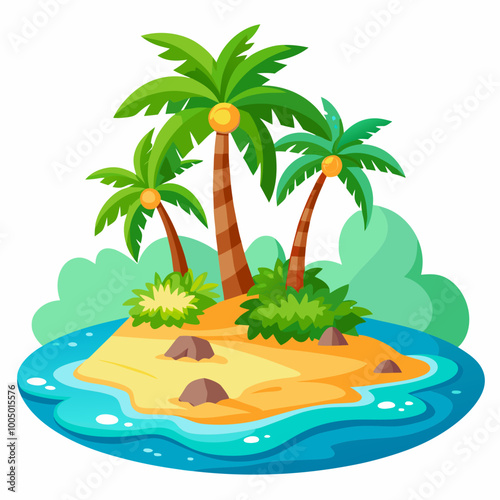 tropical island with palm trees