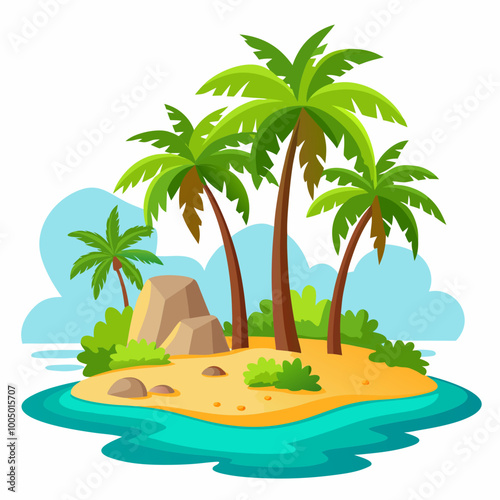 tropical island with palm trees