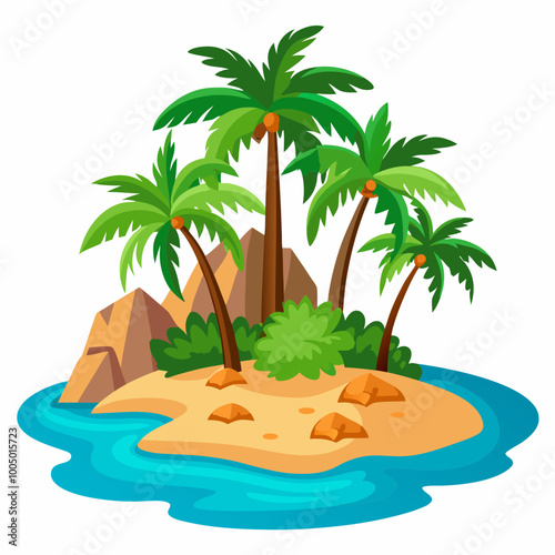 tropical island with palm trees