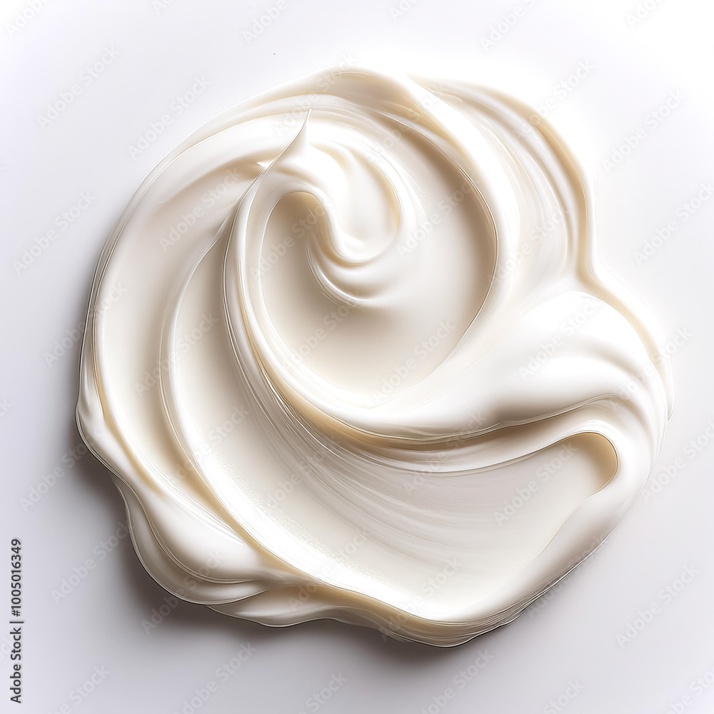 Cream smear on white background, with soft details showing texture Cream smear on white background, with soft details showing texture