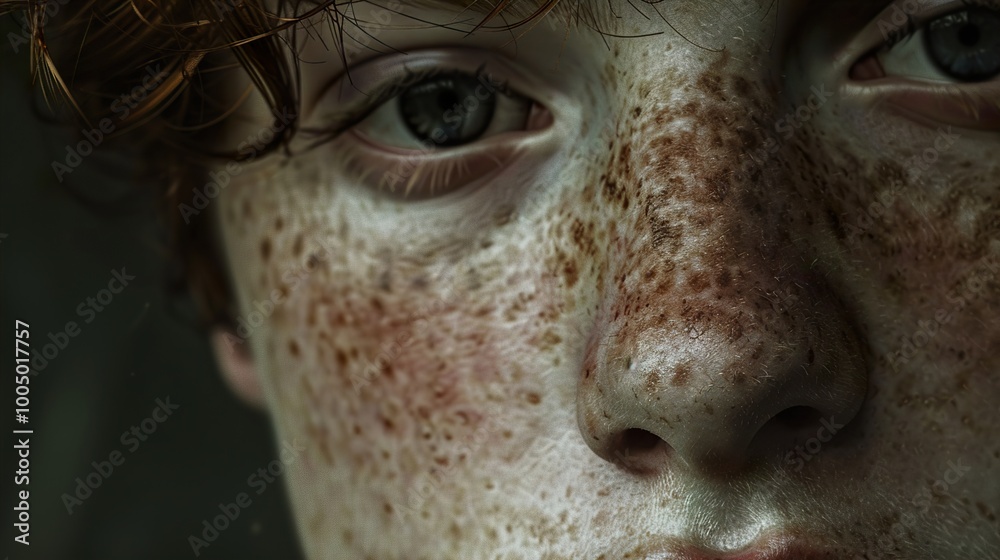 Close-Up Portrait of a Young Man with Freckles Close-Up Portrait of a Young Man with Freckles