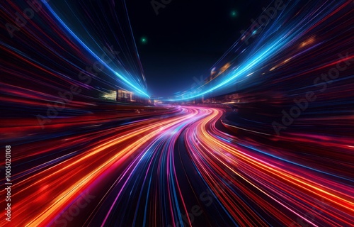 Abstract background with neon lights streaks.