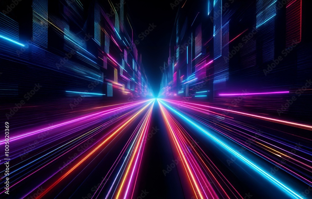 Obraz premium A dark background with a glowing, futuristic street.