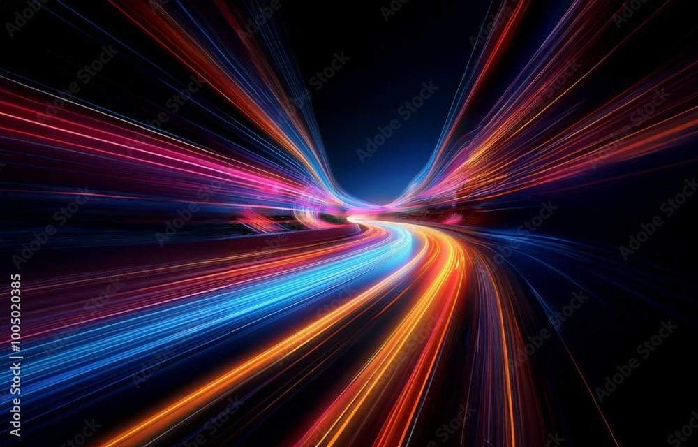Abstract background of a futuristic city with bright colorful lines. Abstract background of a futuristic city with bright colorful lines.