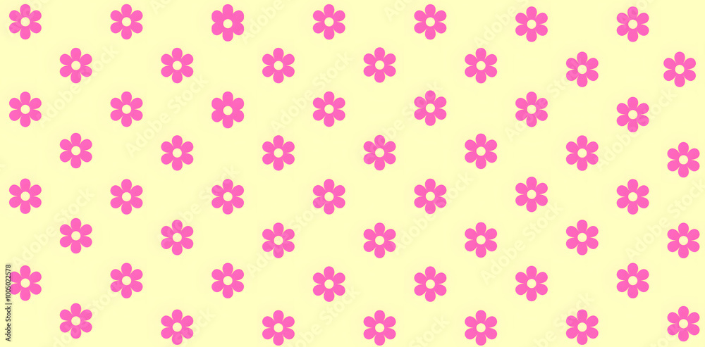 Seamless small pink floral pattern with light yellow background Seamless small pink floral pattern with light yellow background