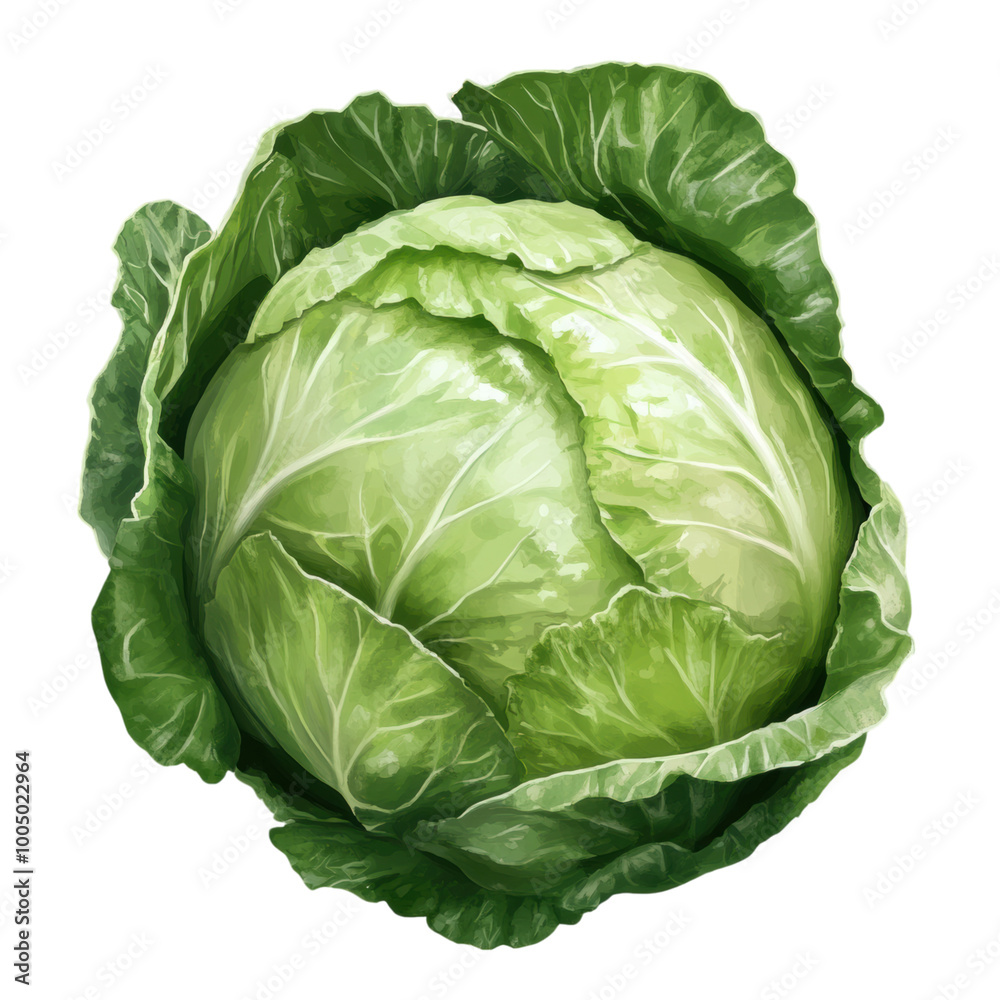 Fototapeta premium Cabbage: A vibrant green cabbage head.