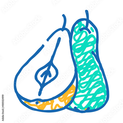 pear yellow cut doodle icon sketch vector. pear yellow cut sign. isolated symbol illustration