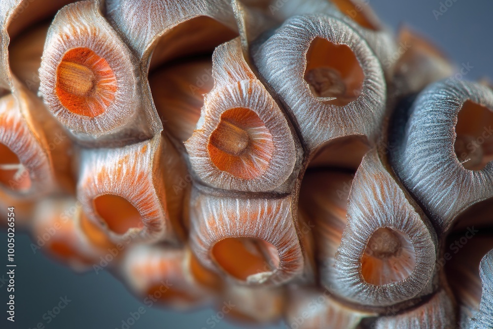 Close-up of a Dried Pine Cone's Circular Scales Close-up of a Dried Pine Cone's Circular Scales