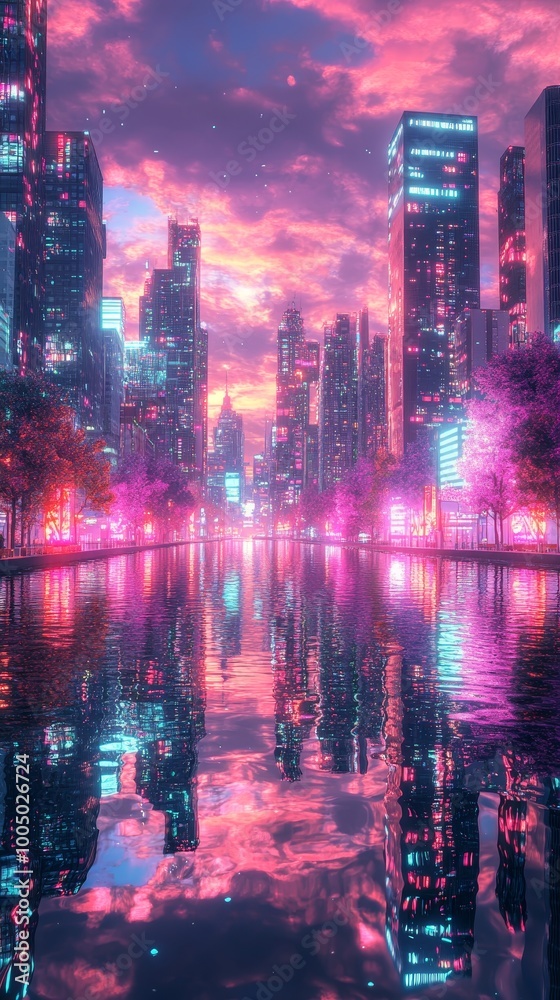 Surreal retro-futuristic landscape with vibrant colors, imaginative structures, dreamlike atmosphere, blending past and future elements. Surreal retro-futuristic landscape with vibrant colors, imaginative structures, dreamlike atmosphere, blending past and future elements.