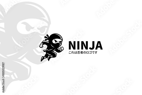 Cute Ninja Mascot Logo Design in Cartoon Style