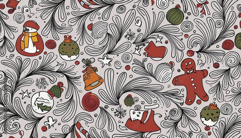 doodle patron de navidad, blanco