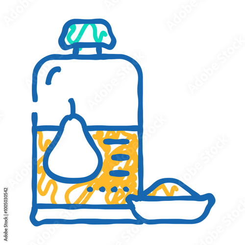 pear baby food doodle icon sketch vector. pear baby food sign. isolated symbol illustration