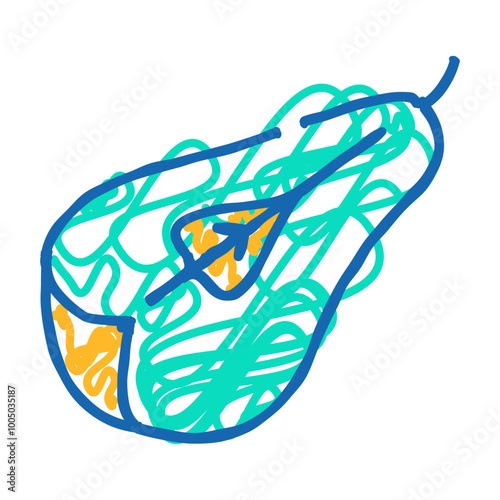 cut pear doodle icon sketch vector. cut pear sign. isolated symbol illustration