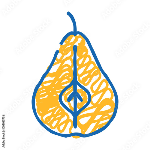 pear one cut doodle icon sketch vector. pear one cut sign. isolated symbol illustration
