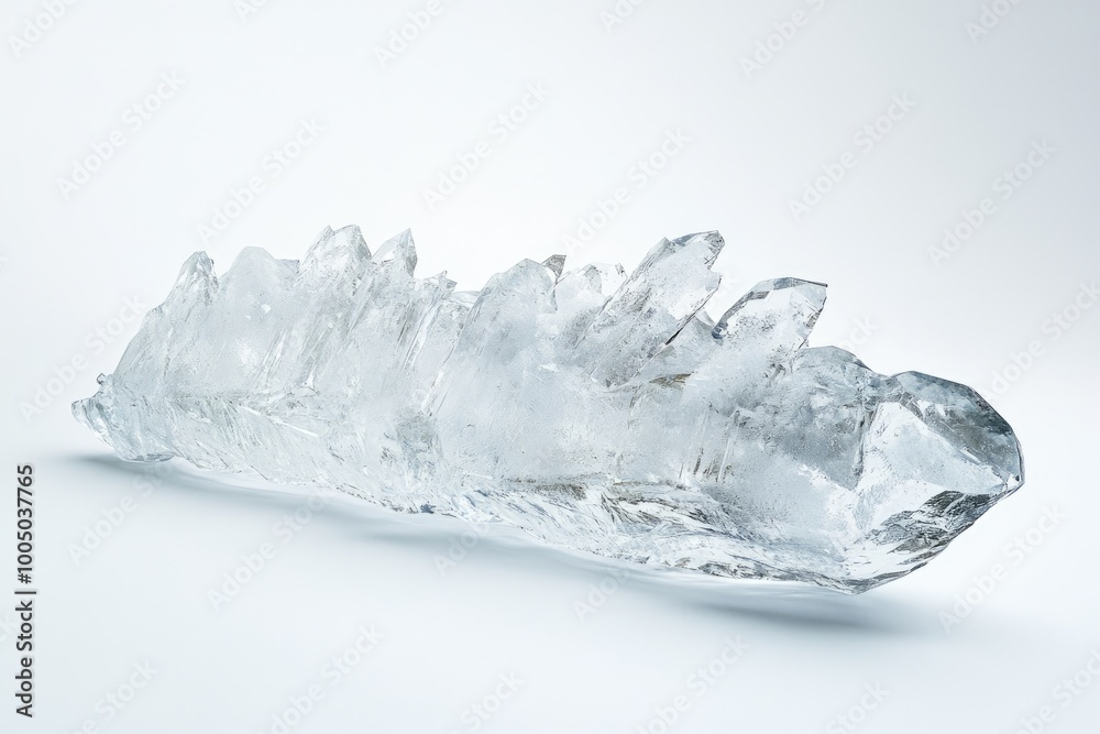 A Large Clear Quartz Crystal on a White Background A Large Clear Quartz Crystal on a White Background