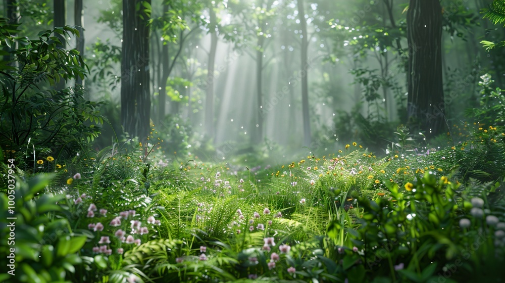 Enchanted Forest Path: Sunlight Through Trees Enchanted Forest Path: Sunlight Through Trees