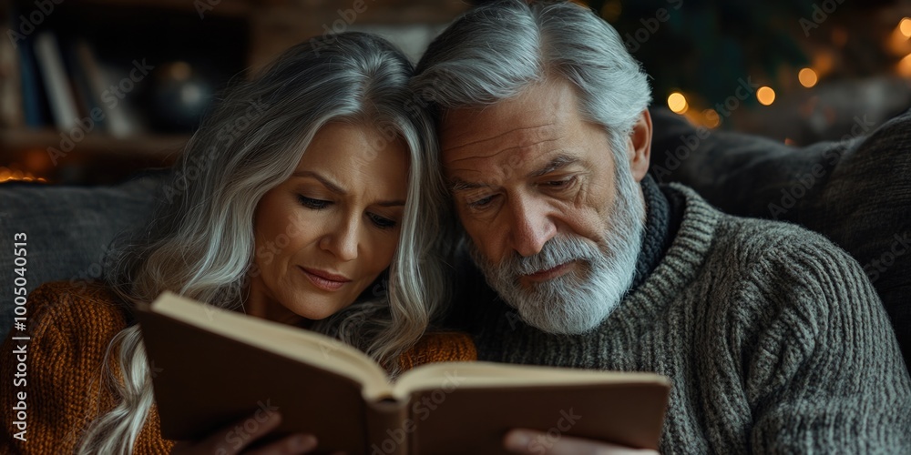 Elderly Couple Reading at Home
