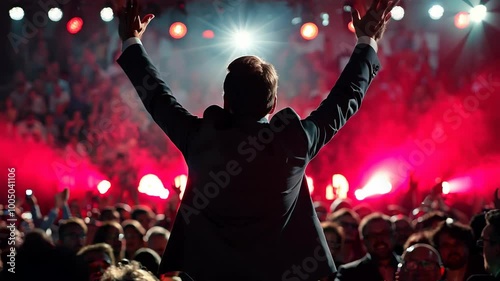 Business Leader Addresses Enthusiastic Crowd at Conference Event