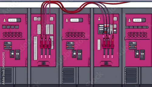 Electrotechnical switchgear for switching, control and distribution power, automation. main color dark pink photo